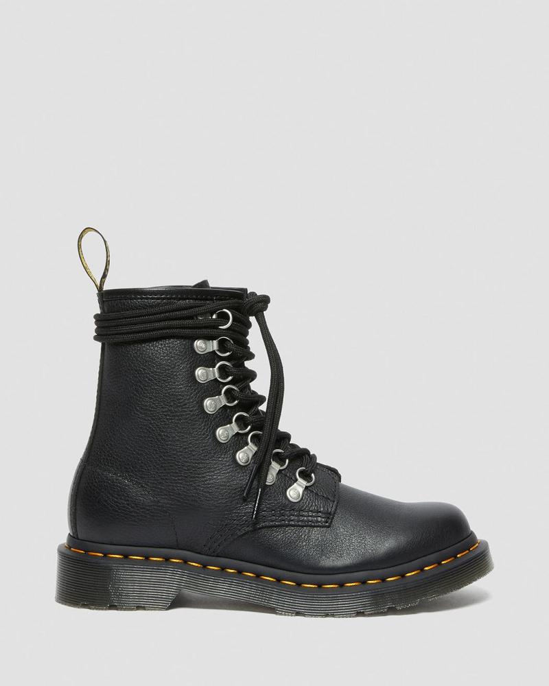 Women's Dr Martens 1460 Laced Virginia Leather Lace Up Boots Black | AU 168QMA